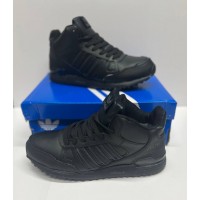 Кроссовки Adidas ZX 750 High All черные зимние